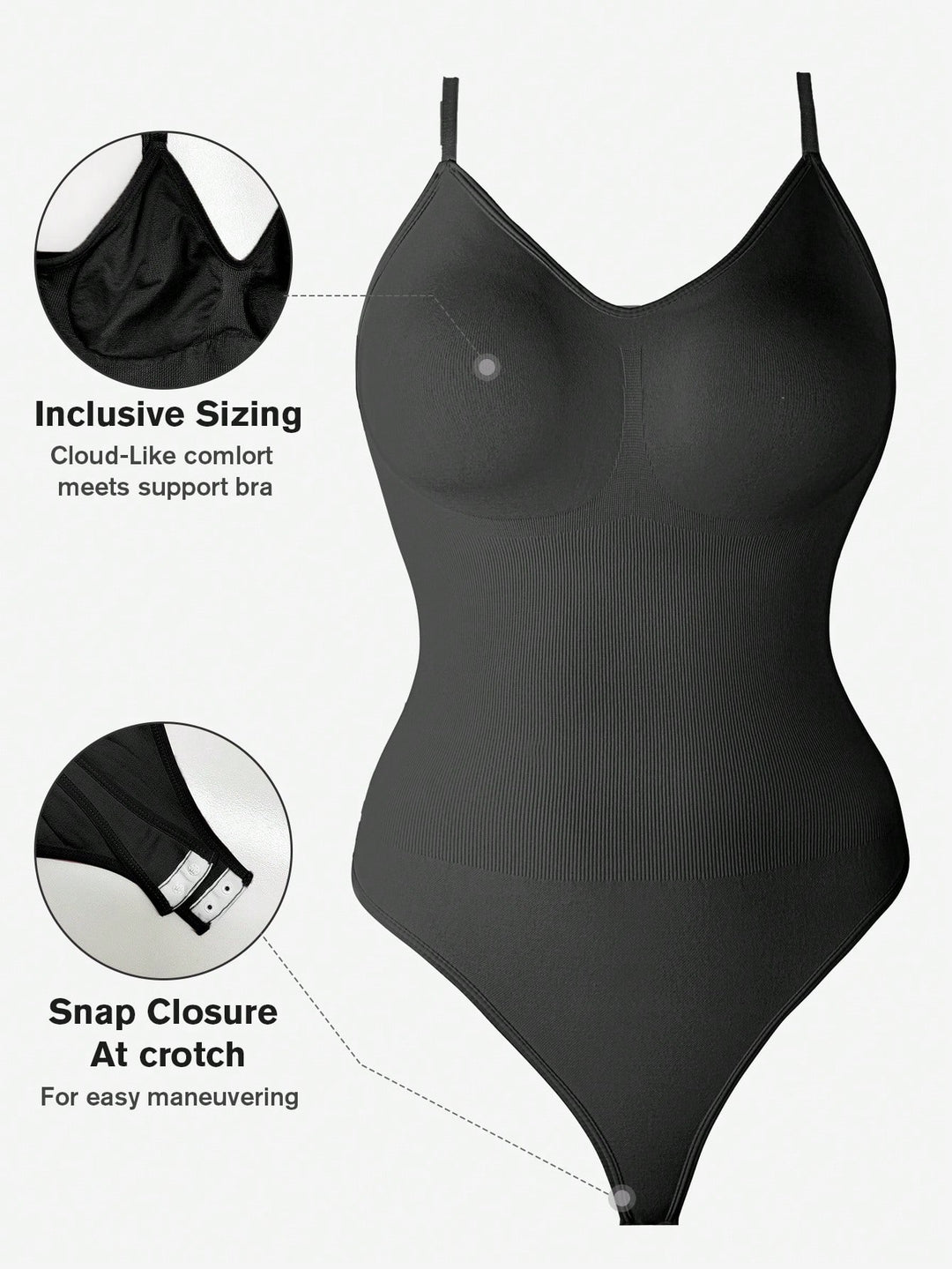 SHEIN alakformáló body, fekete