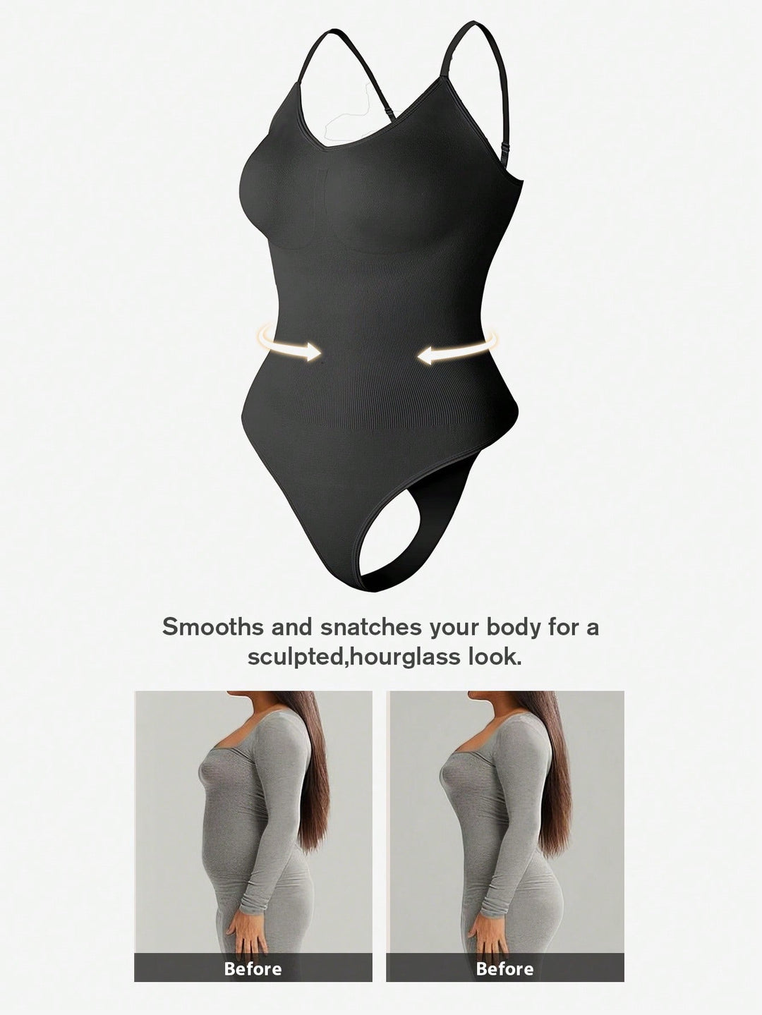 SHEIN alakformáló body, fekete