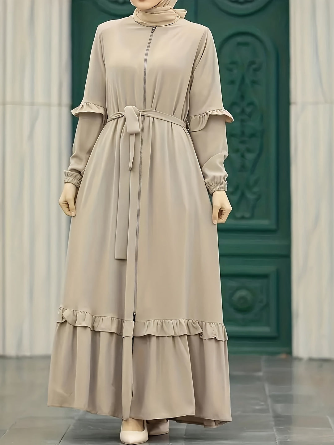 Set caftan și jalabiya SHEIN, kaki