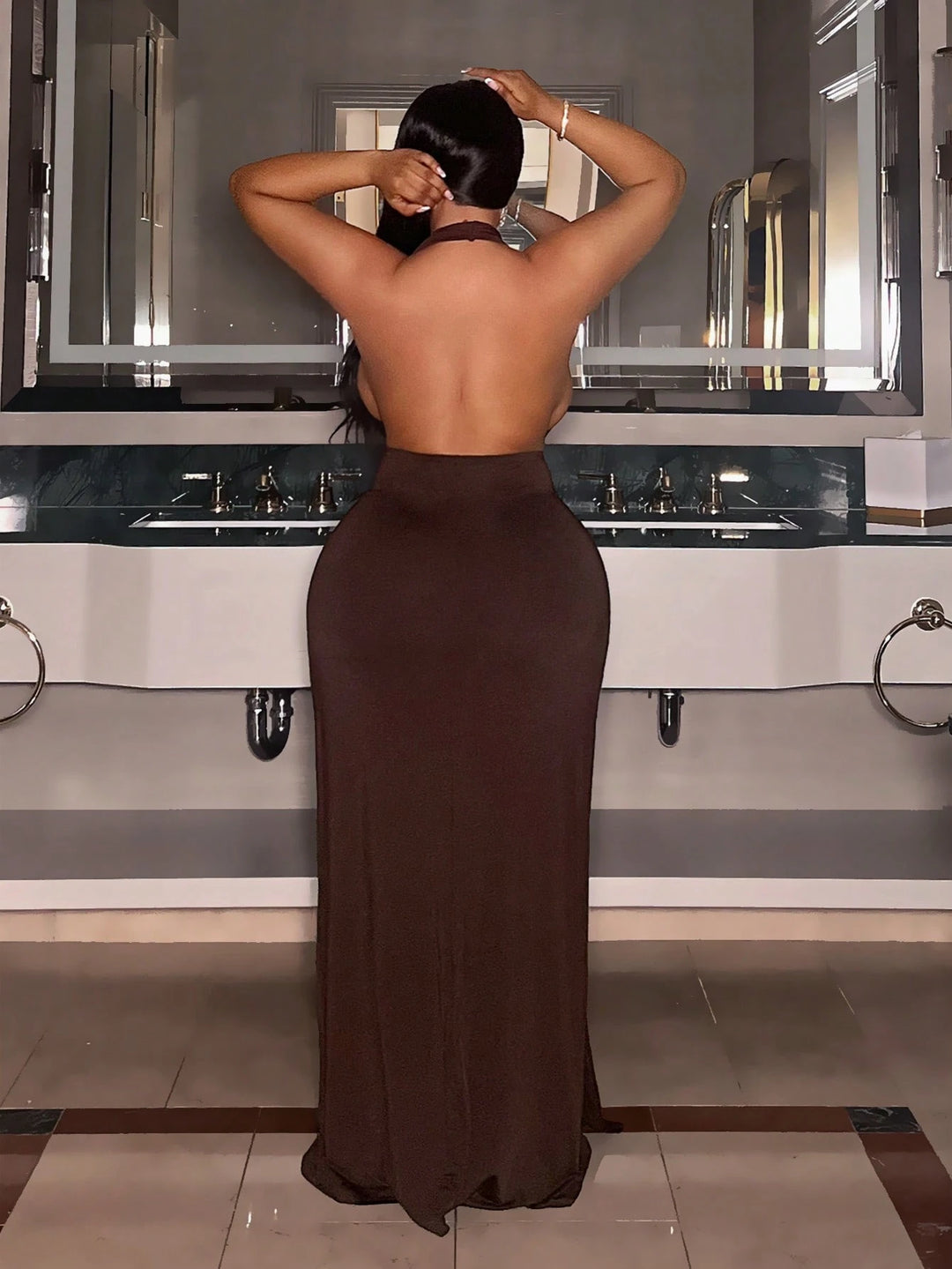 Rochie maxi SHEIN, maro