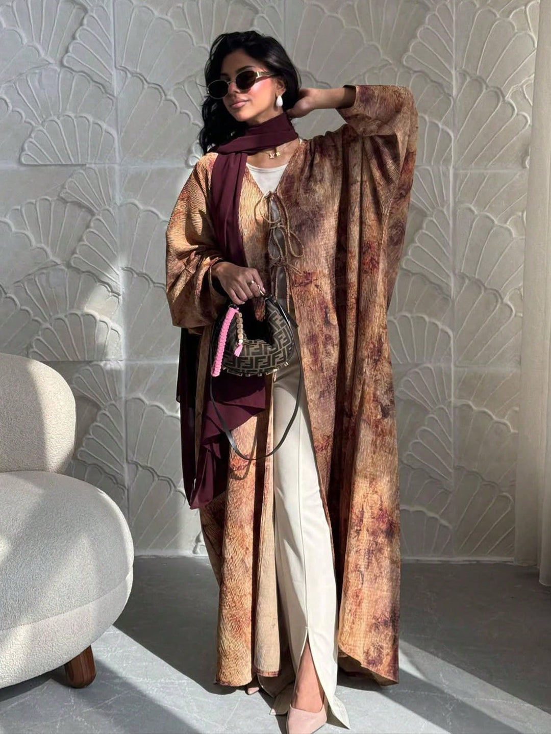 Set caftan și jalabiya SHEIN, galben