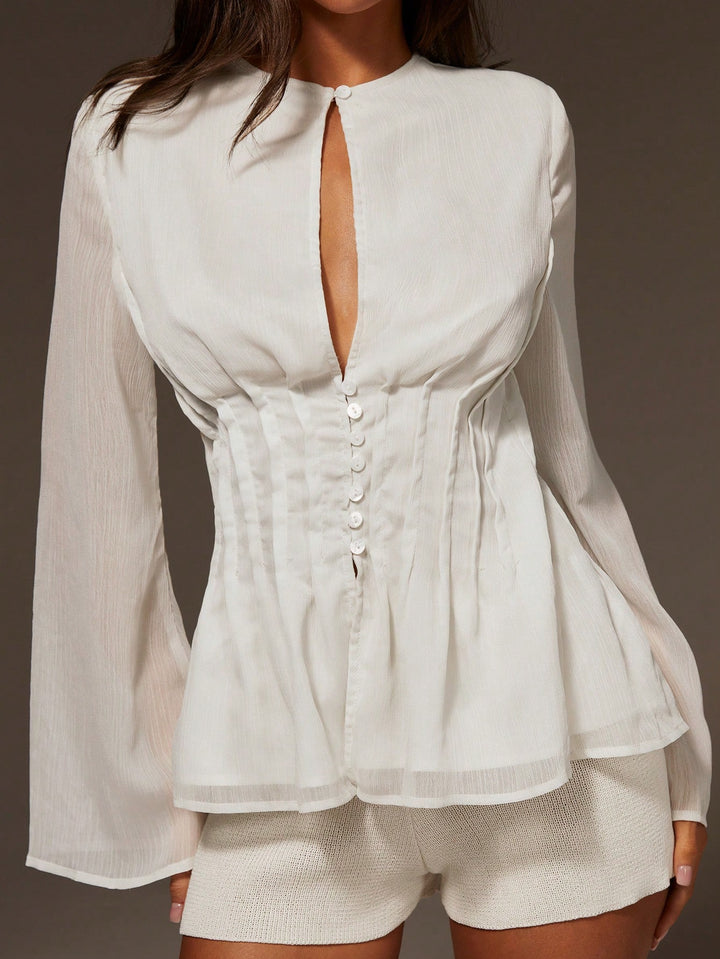 Cămașă corset SHEIN, bej