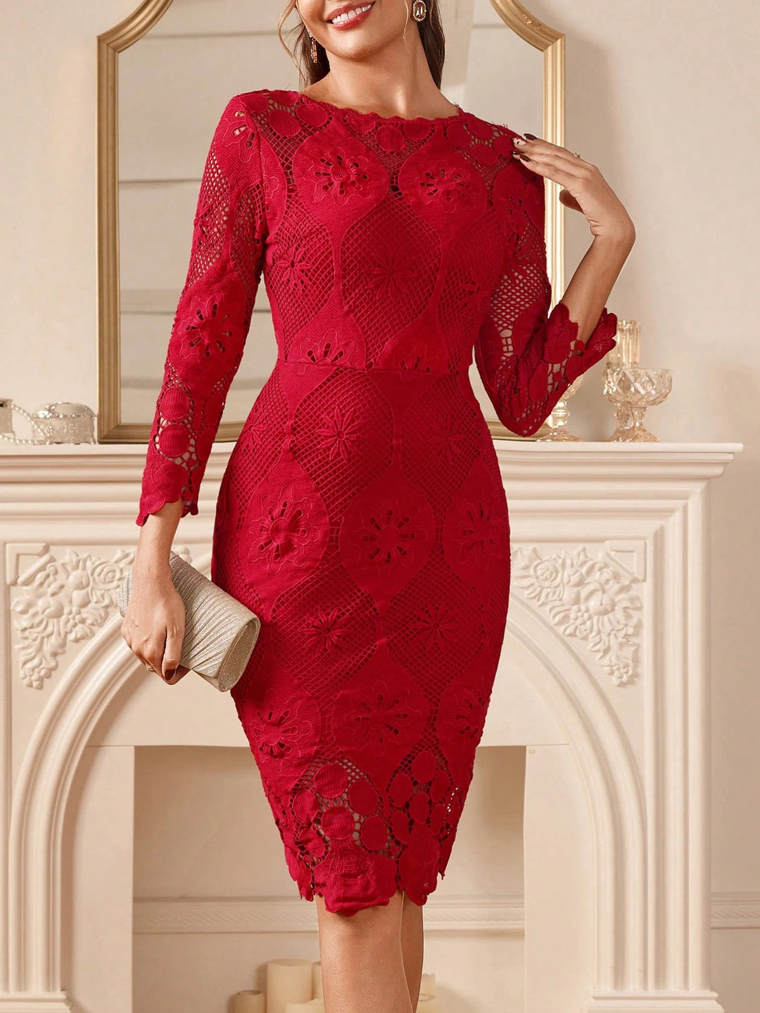 Rochie midi SHEIN, roșu