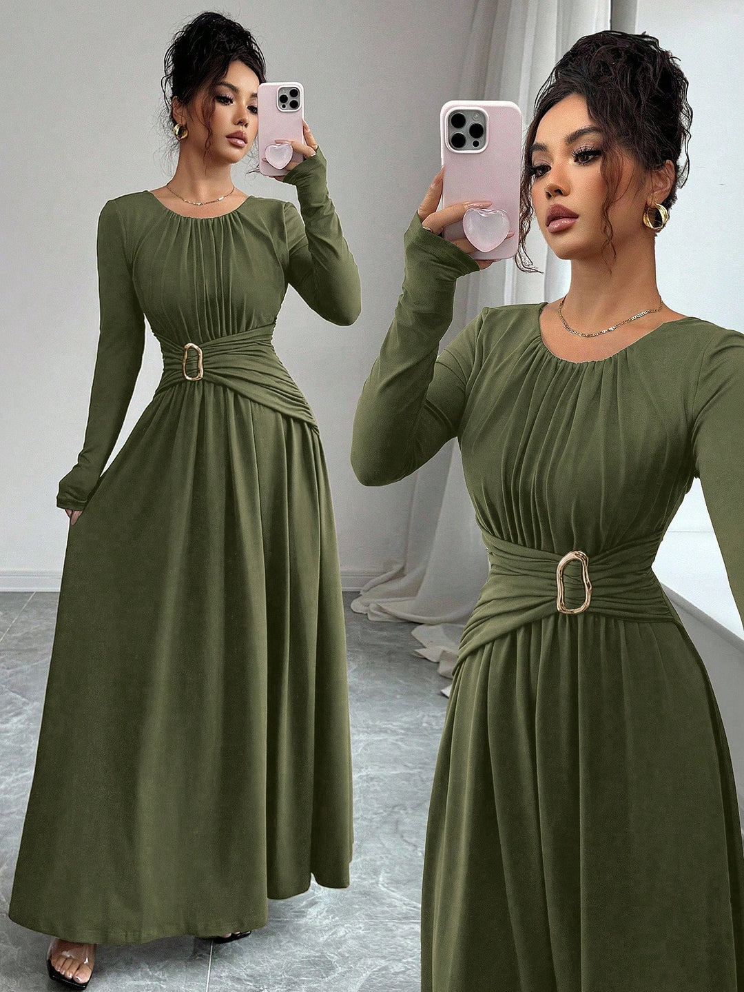 Rochie maxi SHEIN, kaki
