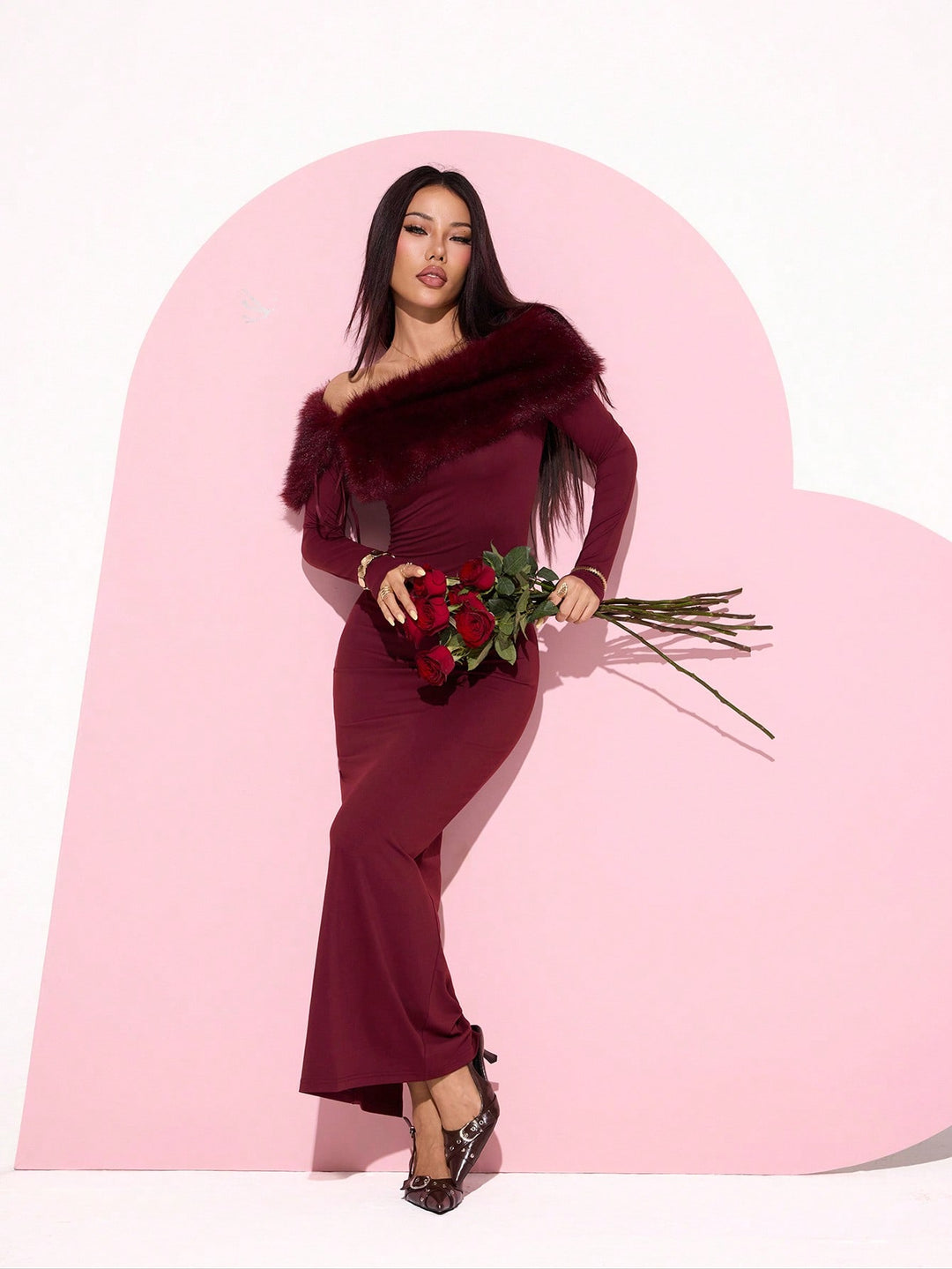Rochie maxi SHEIN, vișiniu