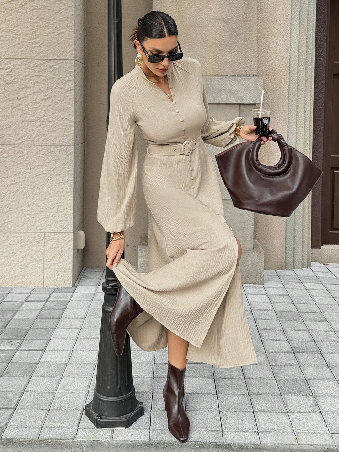 Rochie maxi SHEIN, bej
