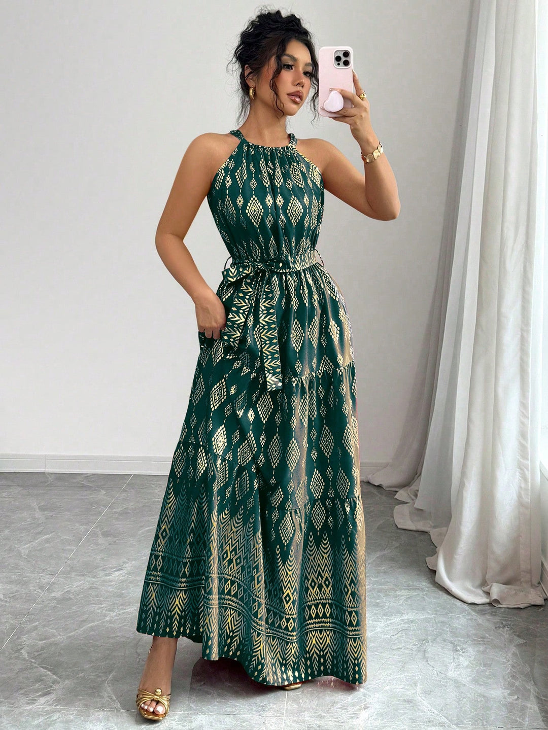 Rochie maxi SHEIN, verde