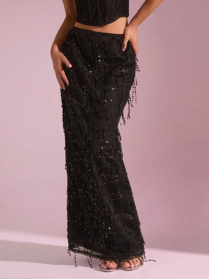 SHEIN maxiszoknya, fekete