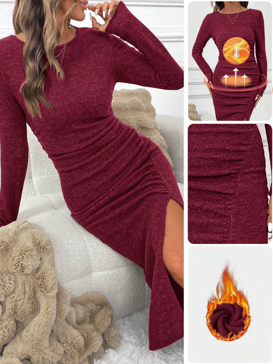 Rochie midi SHEIN, vișiniu