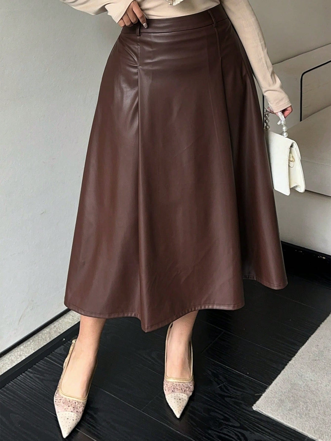 SHEIN midiszoknya, barna