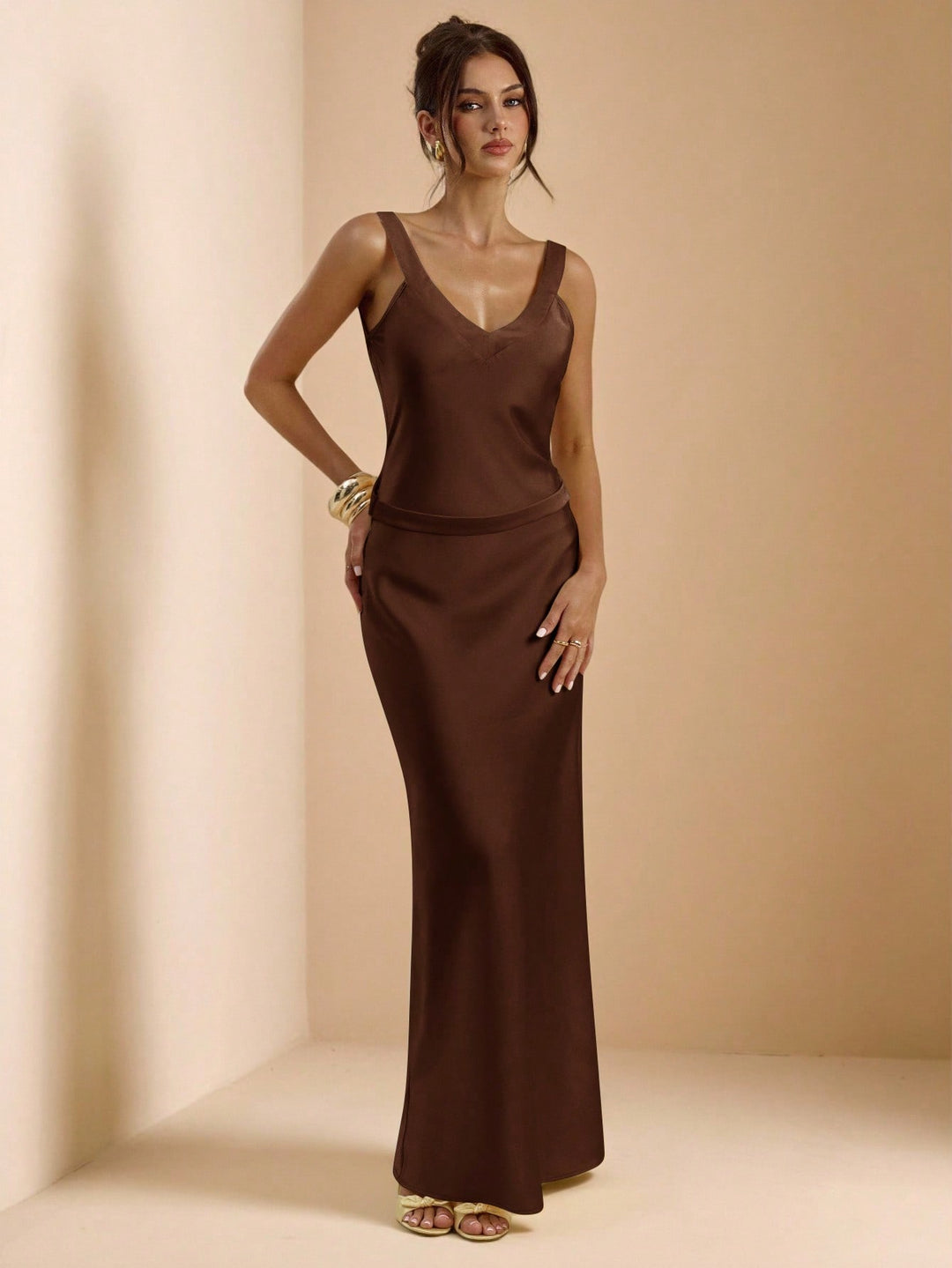 Rochie maxi SHEIN, maro