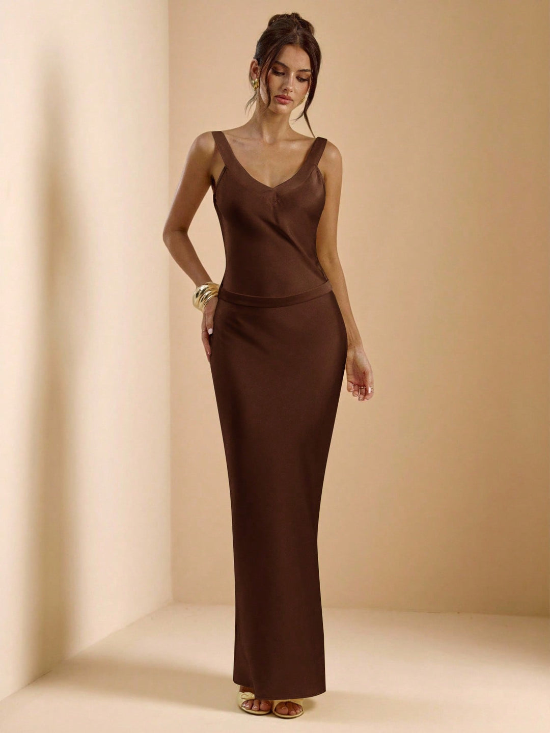 Rochie maxi SHEIN, maro