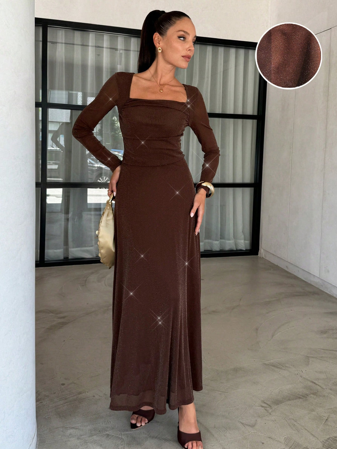 Rochie maxi SHEIN, maro