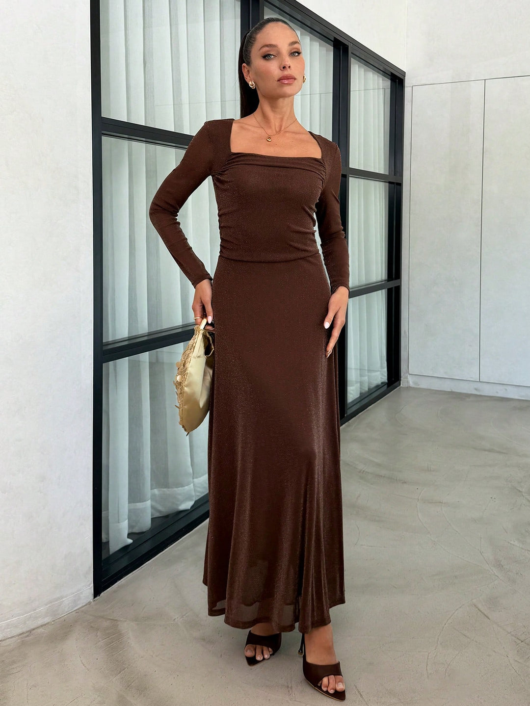 Rochie maxi SHEIN, maro