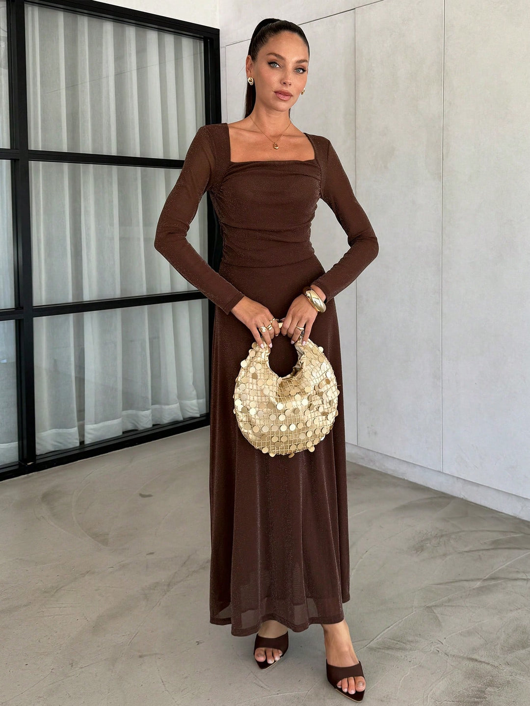 Rochie maxi SHEIN, maro