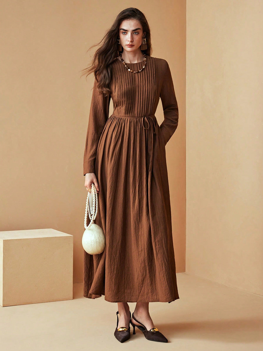Rochie maxi SHEIN, maro