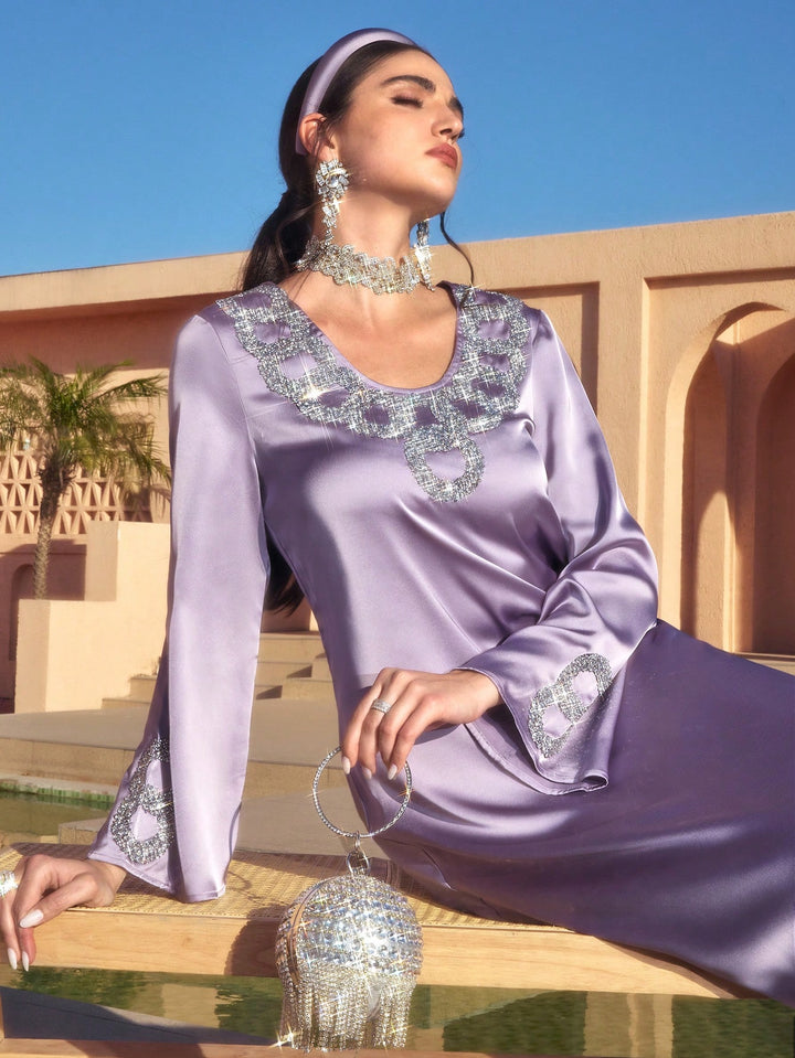 Set caftan și jalabiya SHEIN, mov