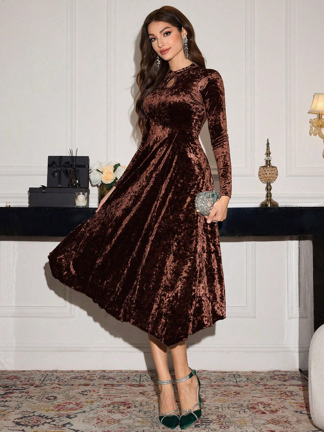 Rochie midi SHEIN, maro