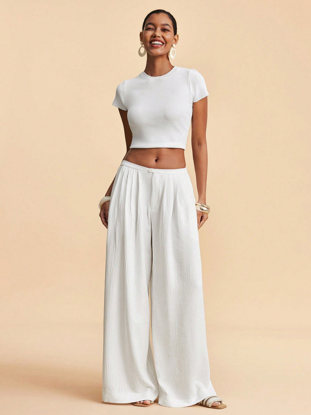 Pantaloni SHEIN, alb