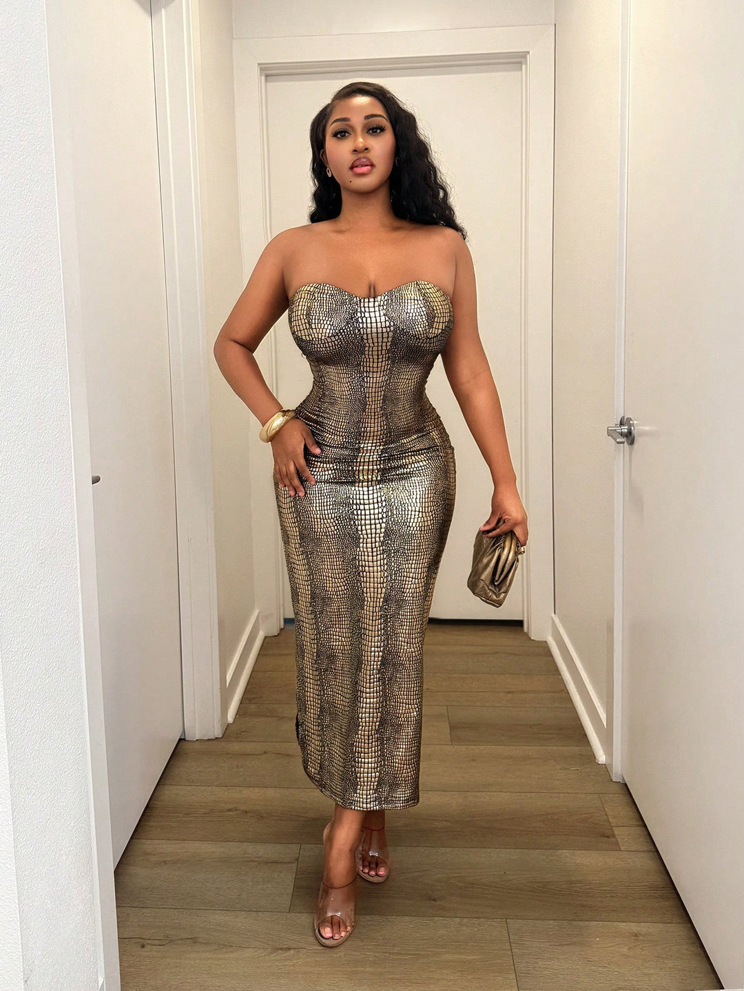 Rochie maxi SHEIN, auriu