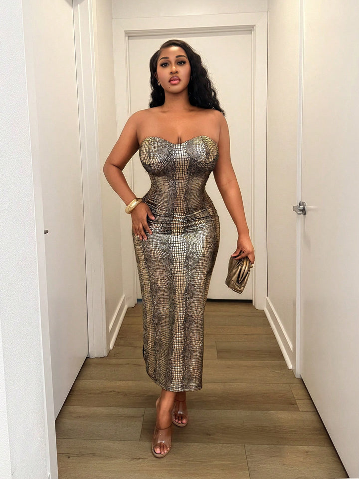 Rochie maxi SHEIN, auriu