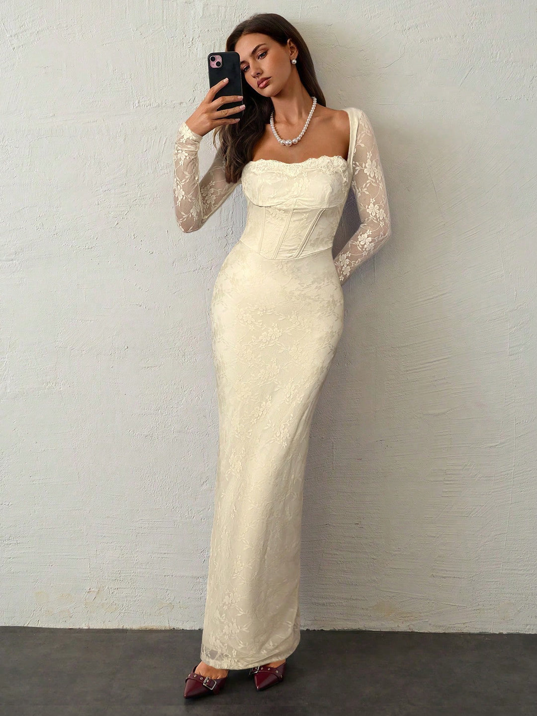 SHEIN maxi ruha, bézs