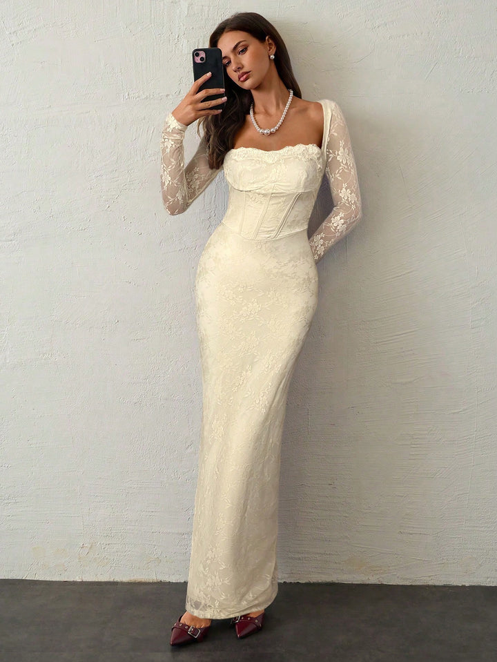 SHEIN maxi ruha, bézs