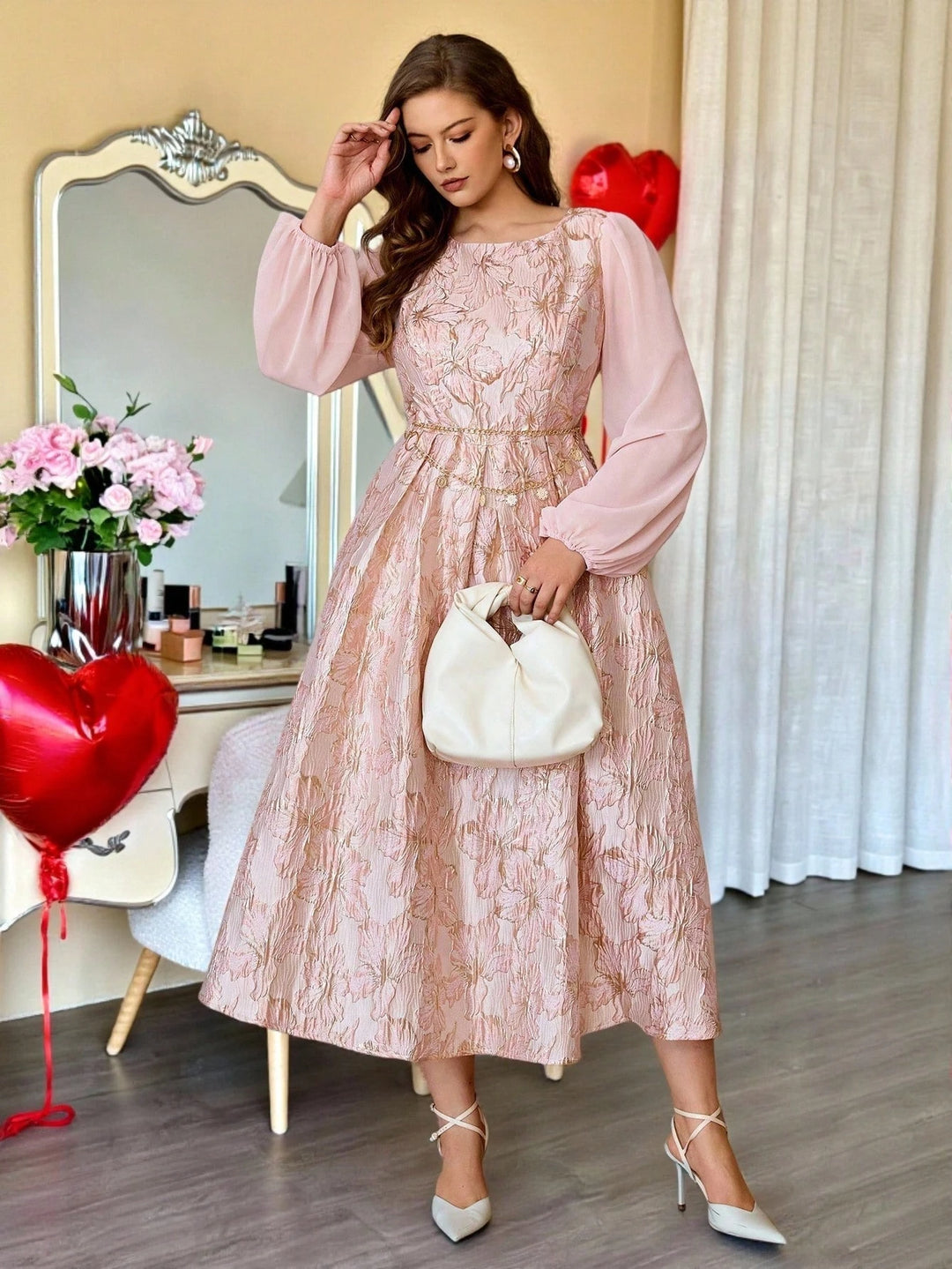 Rochie midi SHEIN, roz