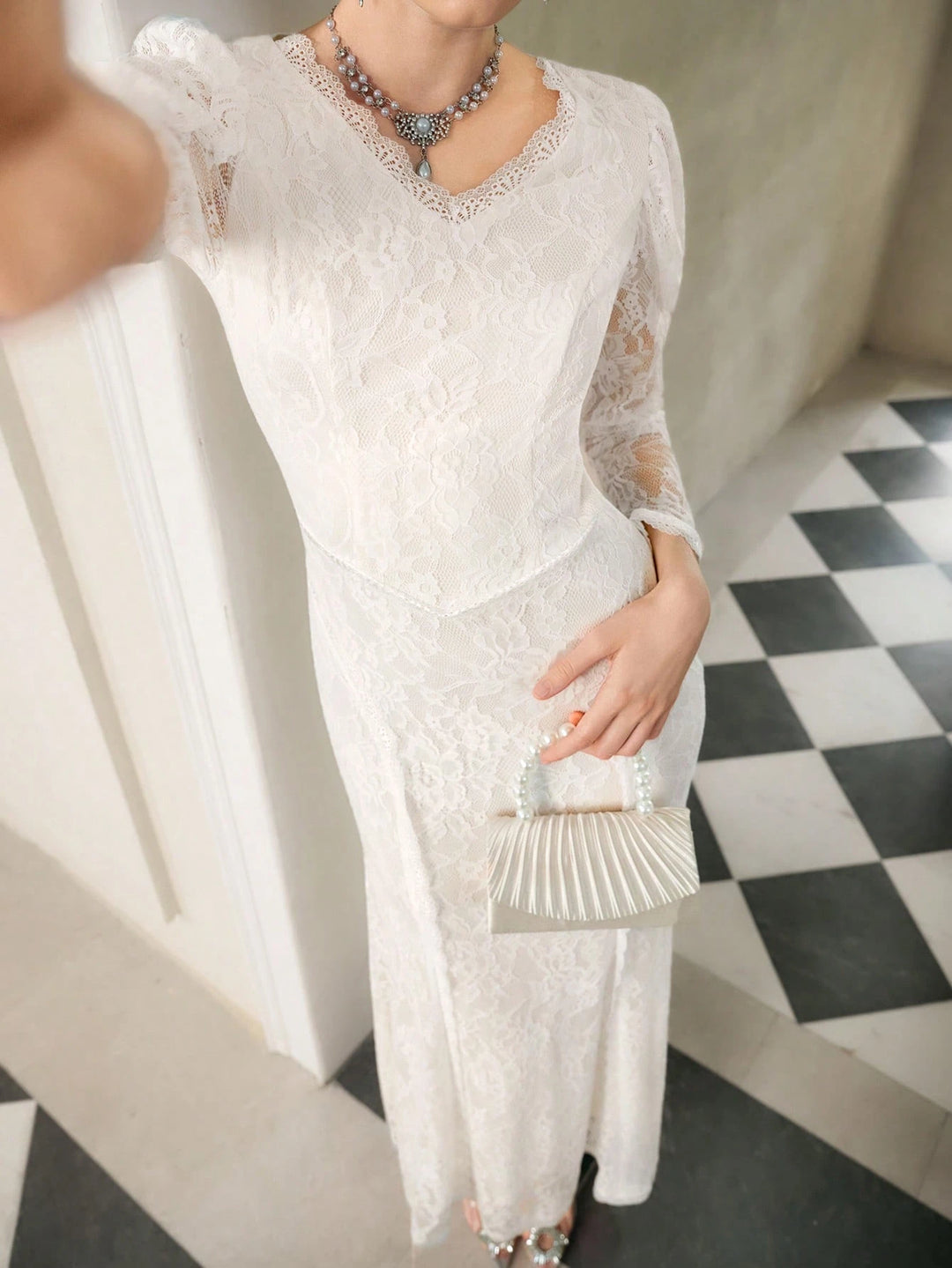 Rochie maxi SHEIN, crem