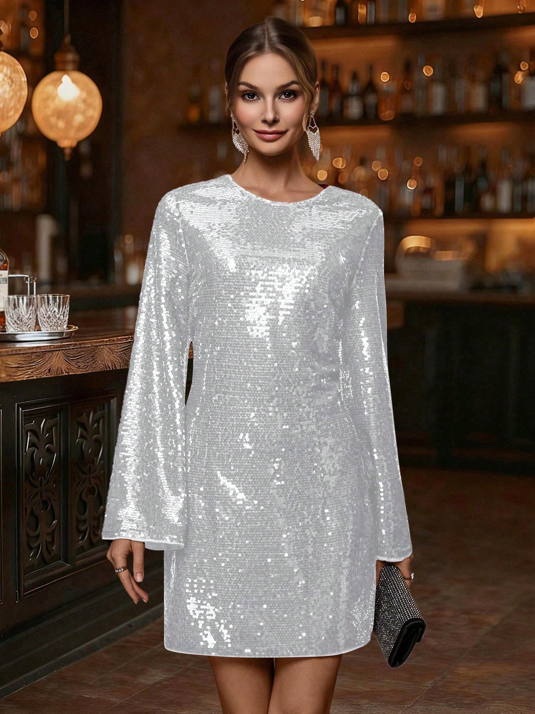 SHEIN ezüst miniruha
