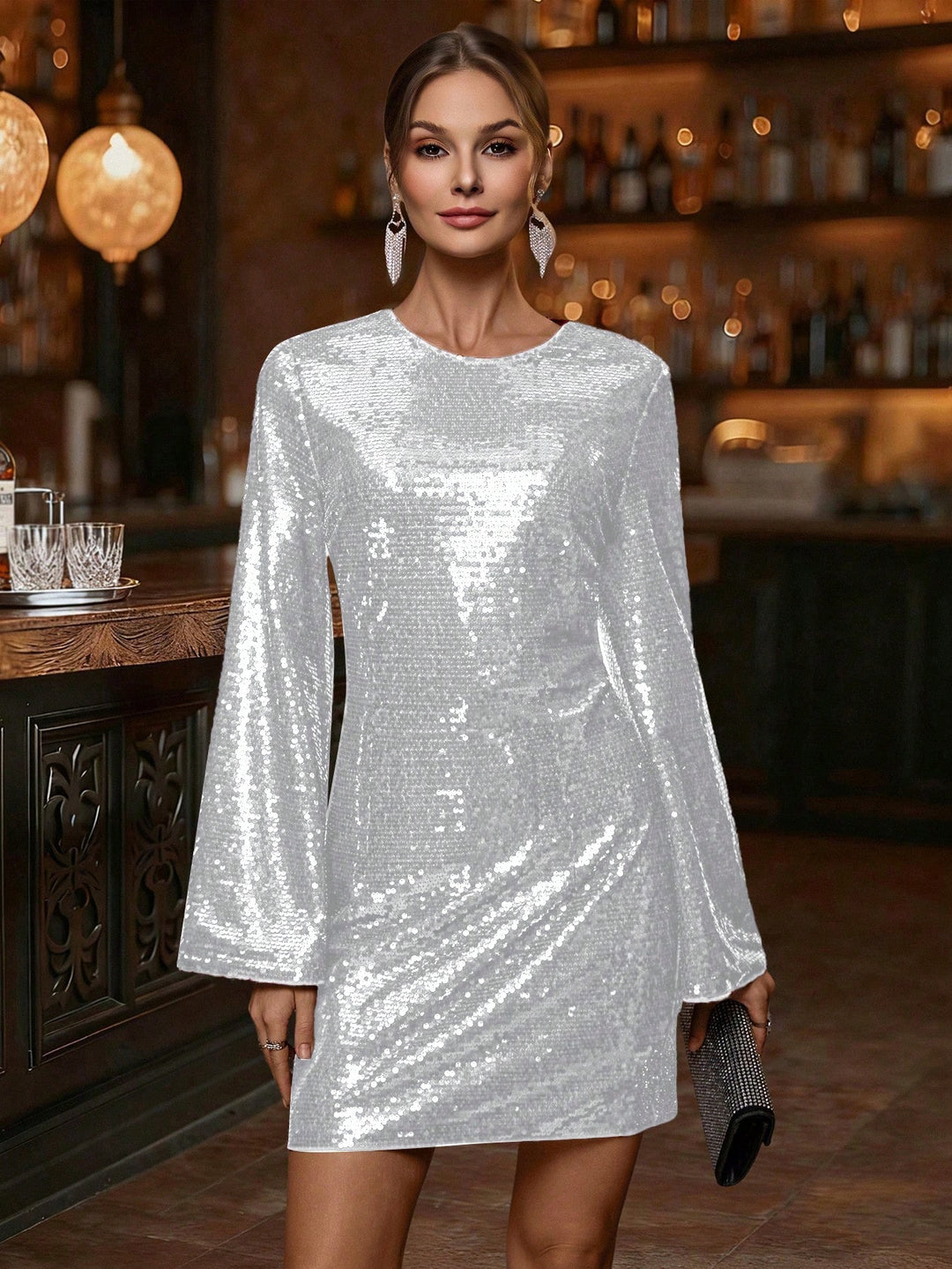 SHEIN ezüst miniruha