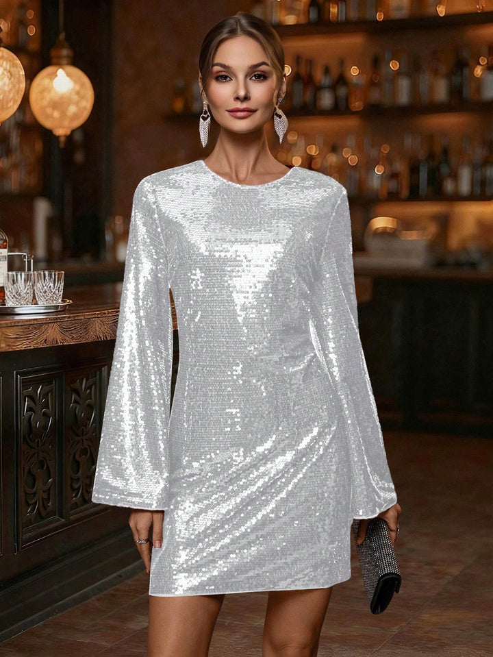 SHEIN ezüst miniruha