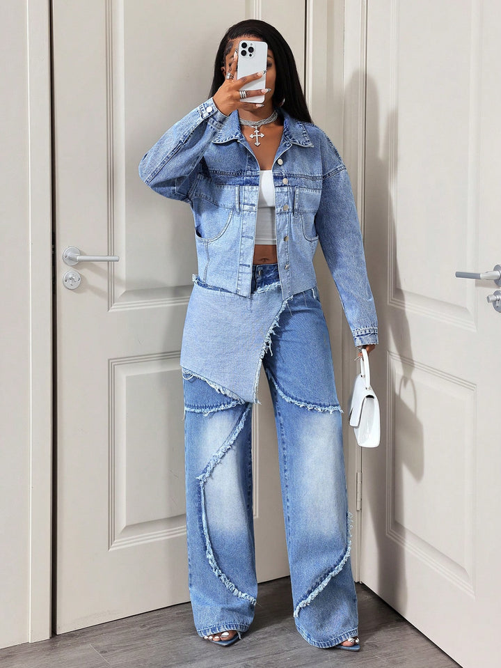 Jachetă denim SHEIN, albastru