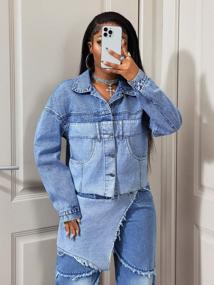 Jachetă denim SHEIN, albastru