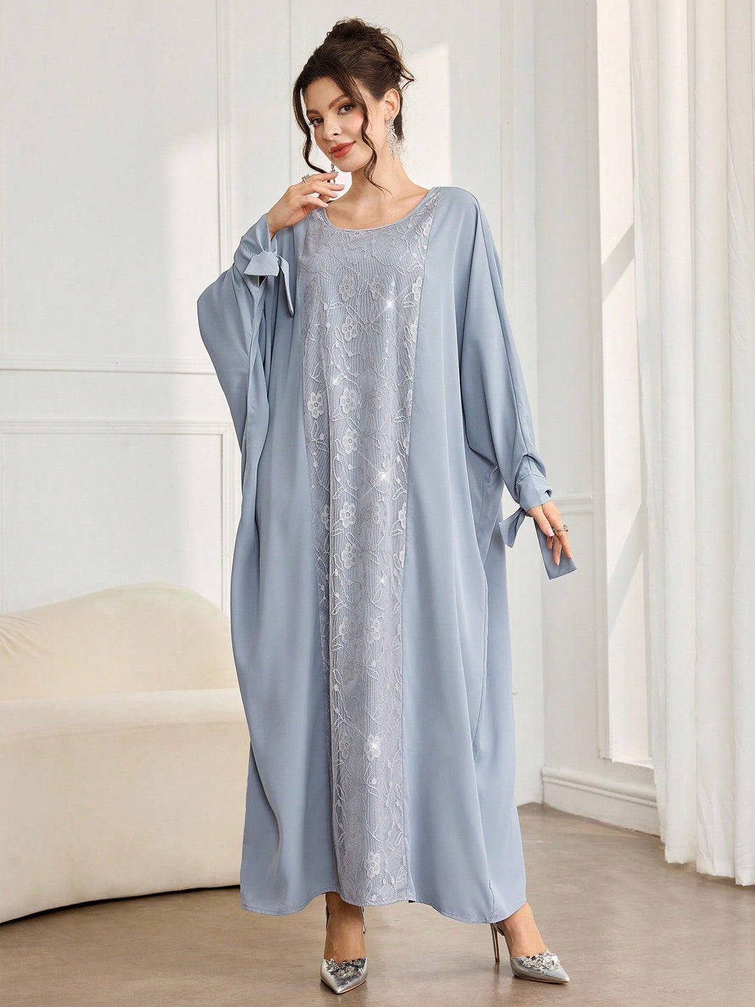 Set caftan și jalabiya SHEIN, albastru