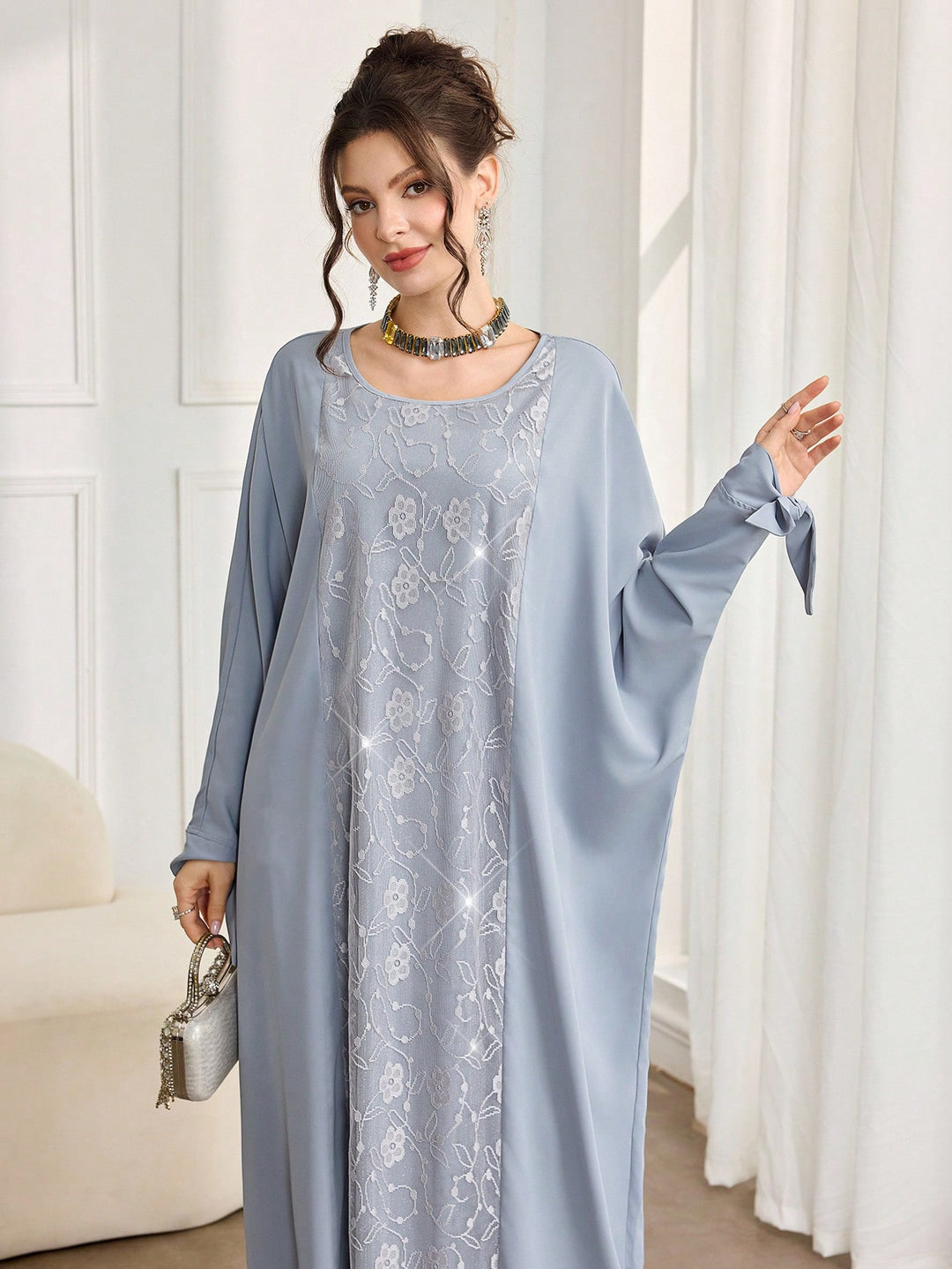 Set caftan și jalabiya SHEIN, albastru
