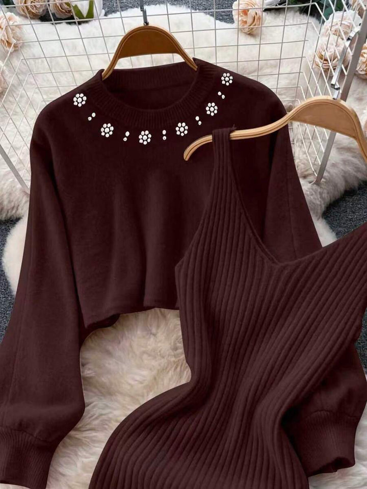 Set rochie și pulover SHEIN, maro