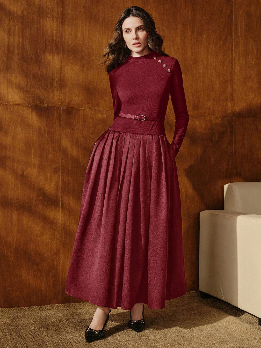 Rochie maxi SHEIN, vișiniu