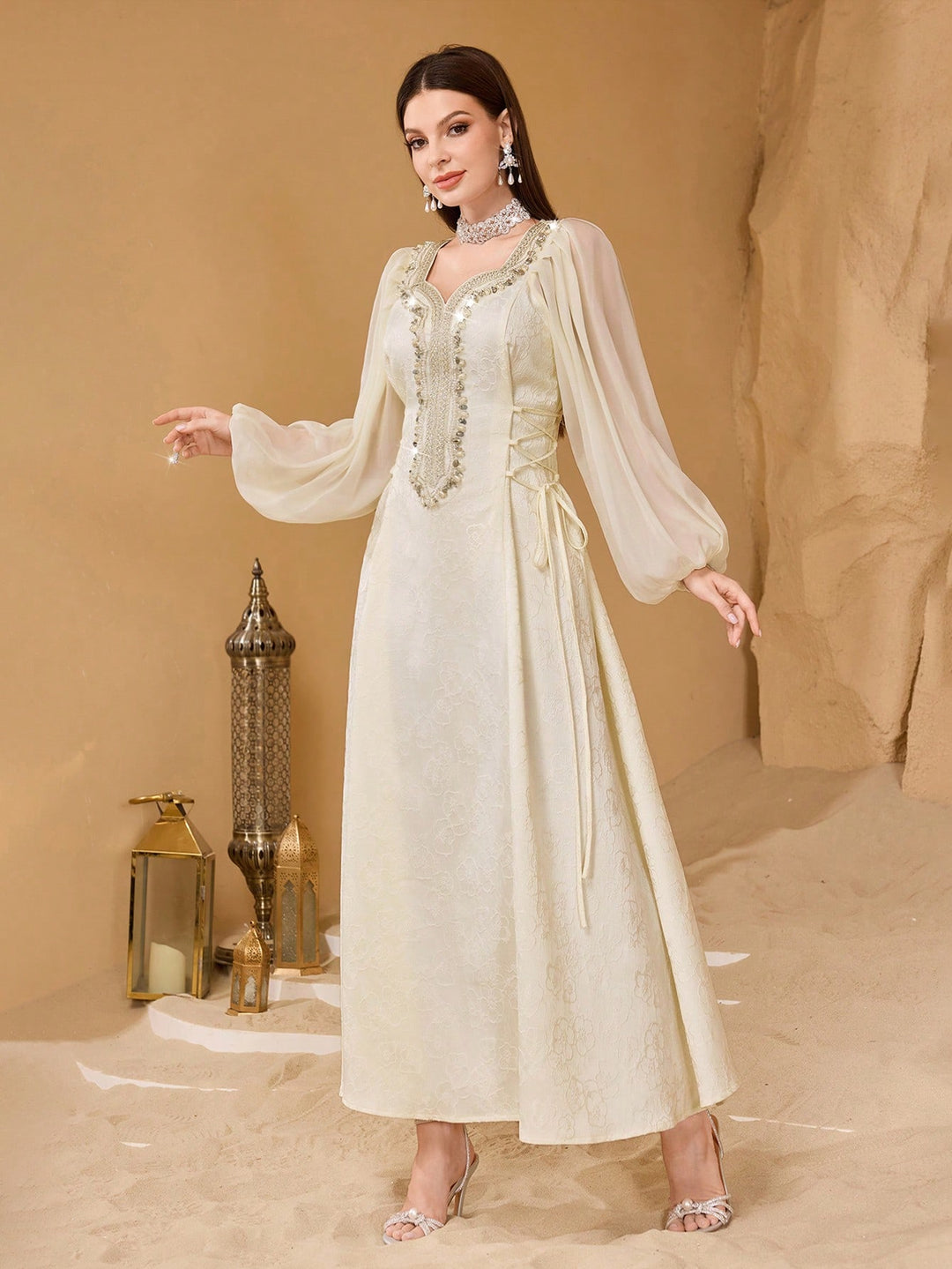 Rochie de ocazie SHEIN, crem