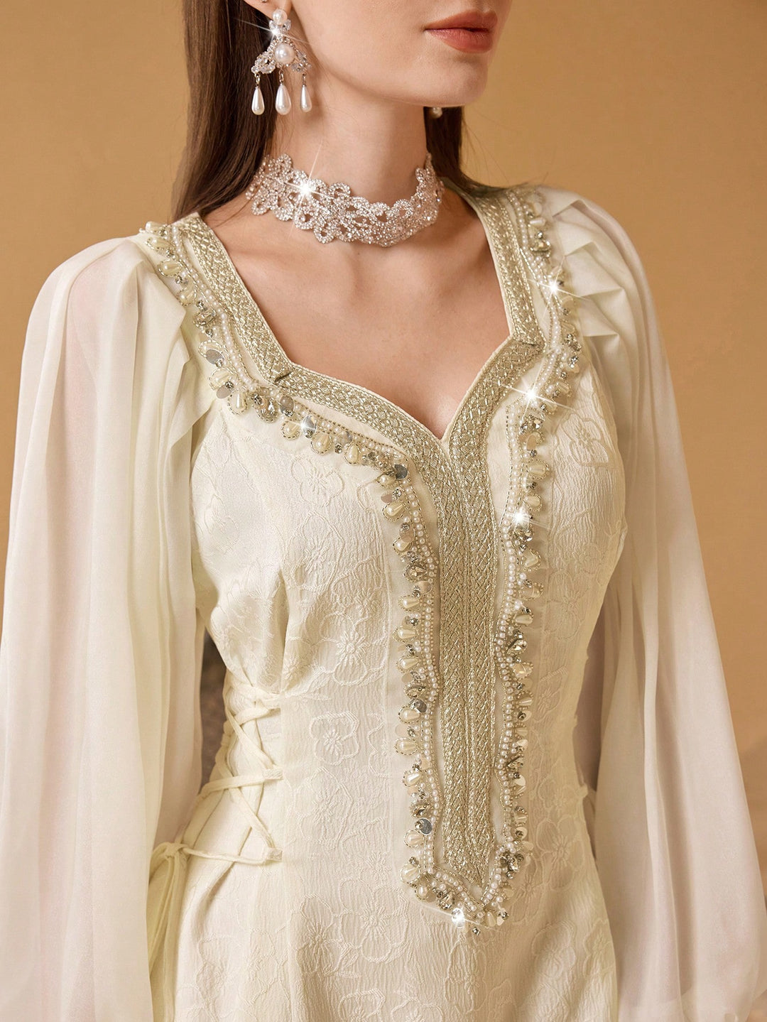 Rochie de ocazie SHEIN, crem