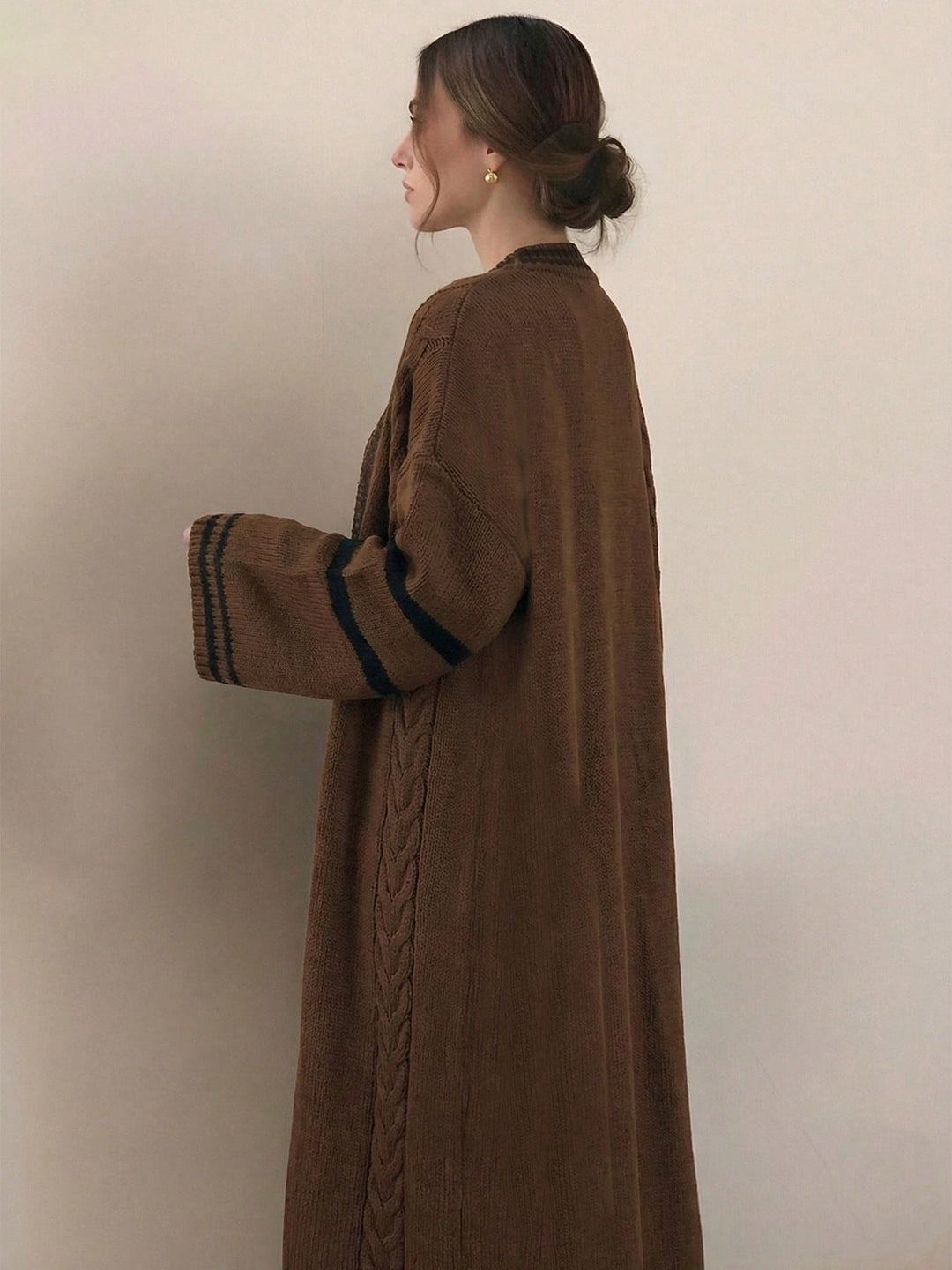 Cardigan lung SHEIN, maro