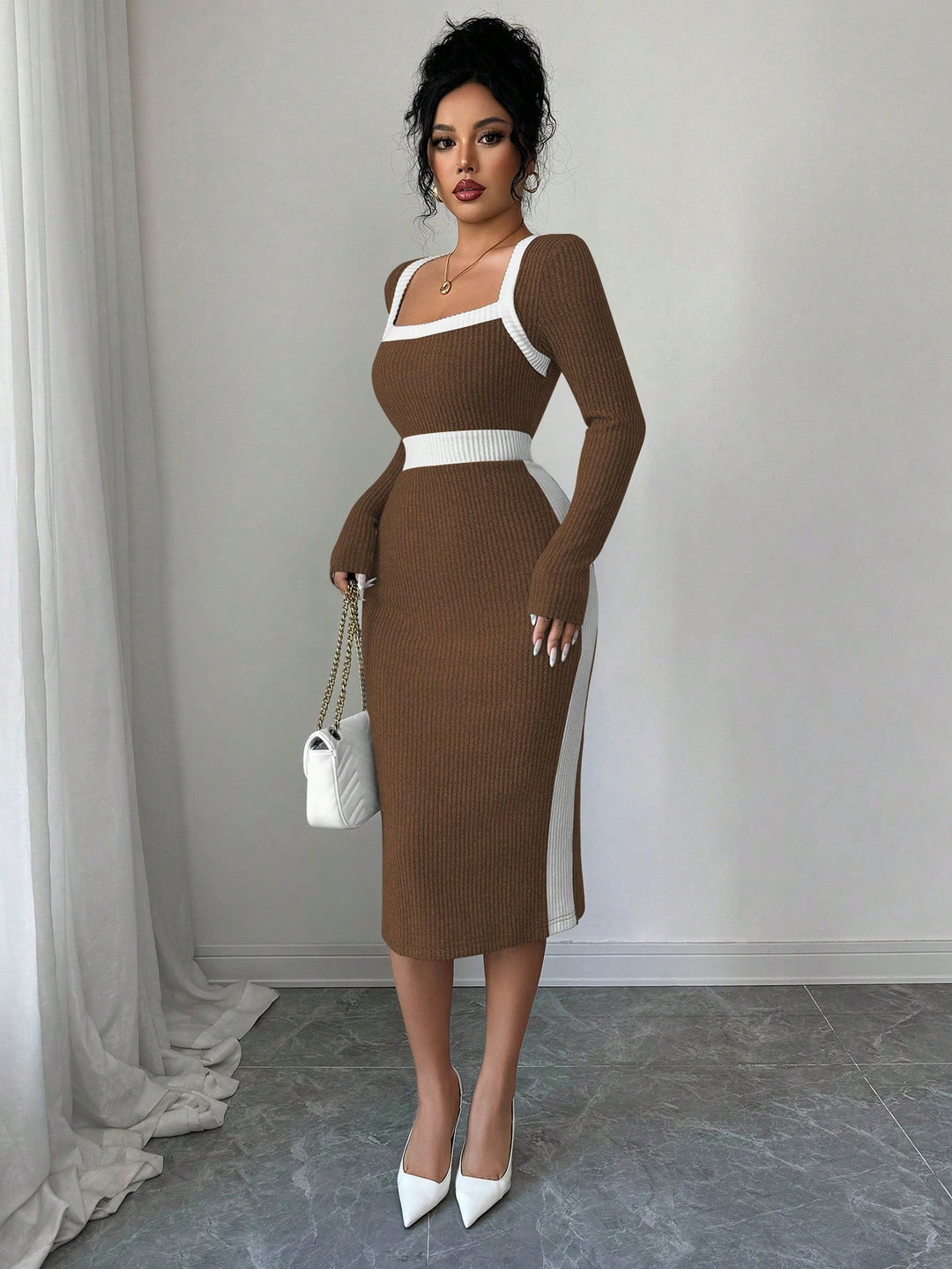 Rochie midi SHEIN, maro
