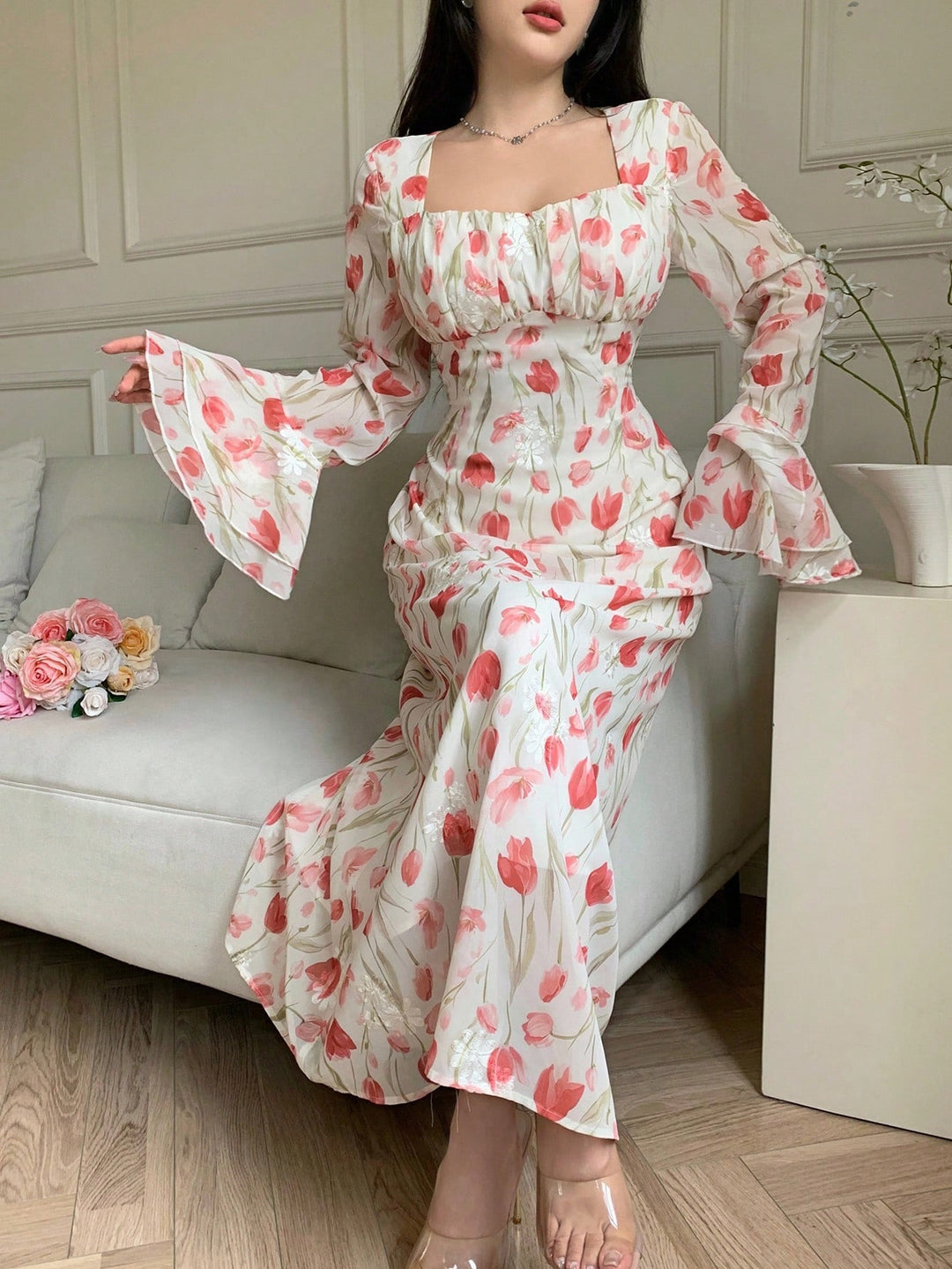 Rochie midi SHEIN, roz