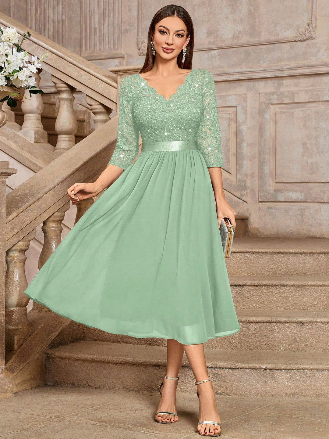 Rochie midi SHEIN, verde