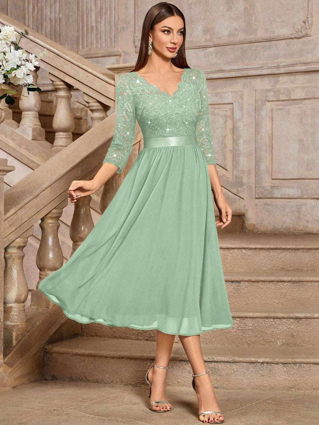Rochie midi SHEIN, verde