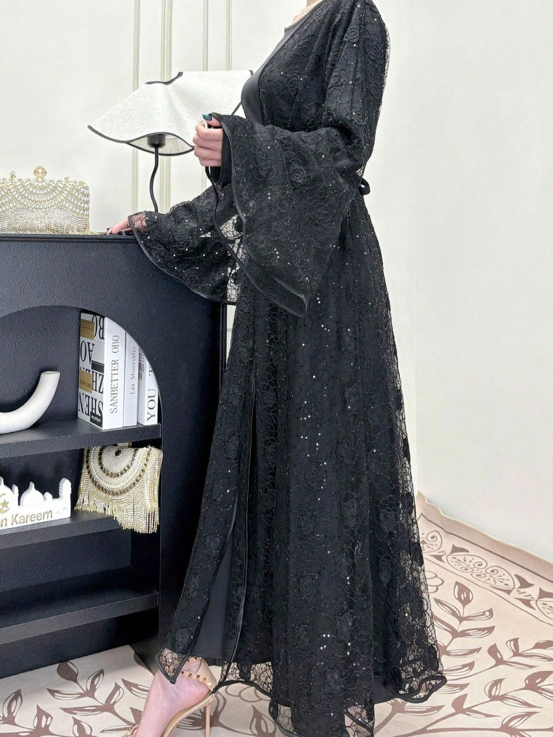 Set caftan și jalabiya SHEIN, negru