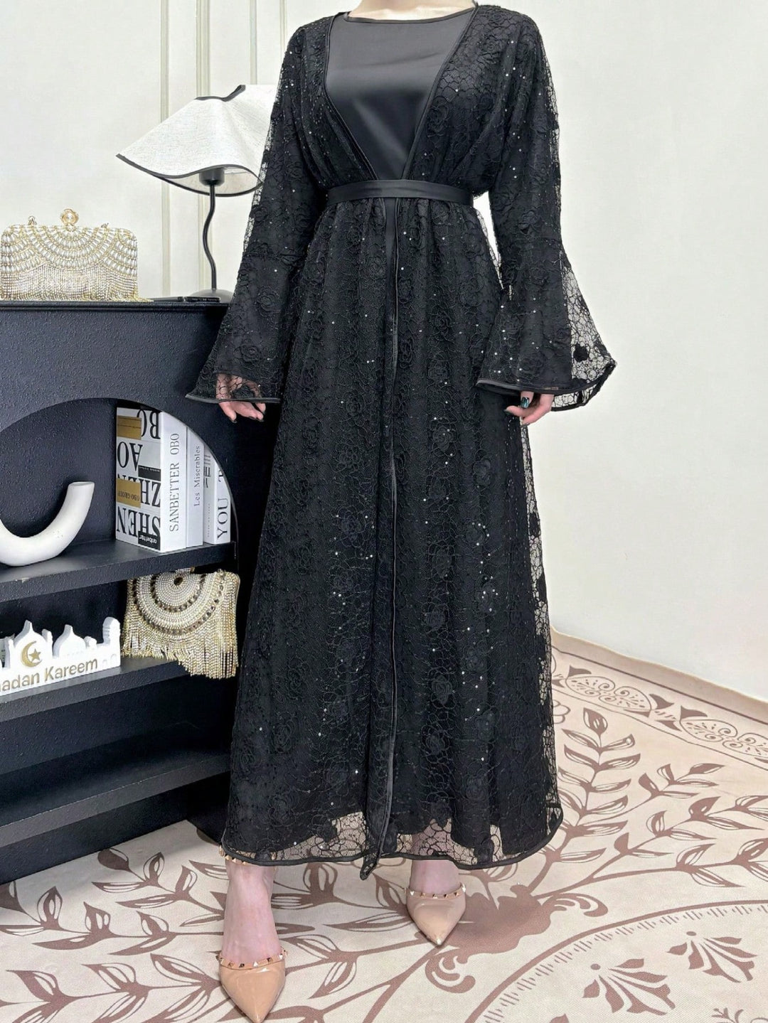 Set caftan și jalabiya SHEIN, negru