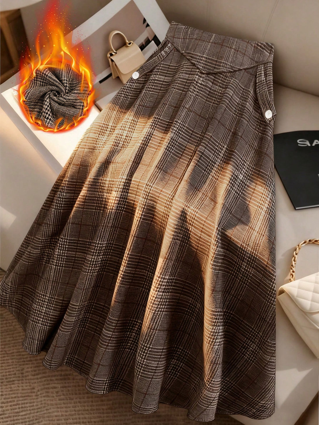 Shein Curve+ maxi szoknya, többszínű