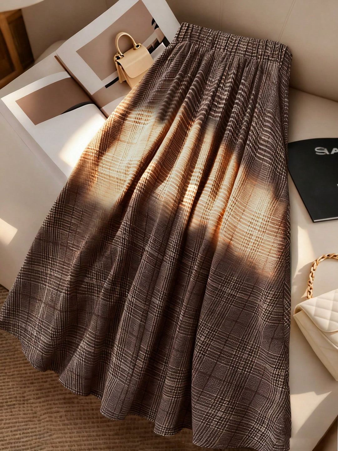 Shein Curve+ maxi szoknya, többszínű