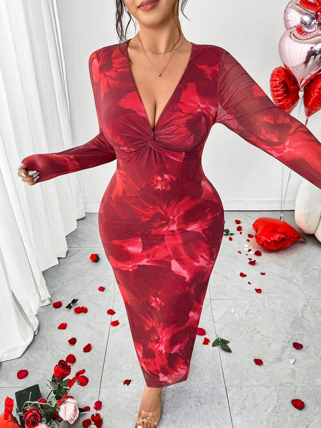 Rochie midi SHEIN, mix culori